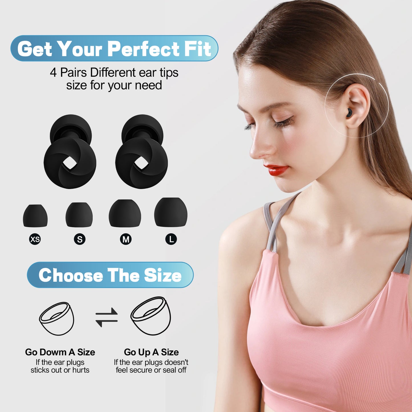 Silicone Reusable Ear Plugs for Sleeping – Soft, Noise-Reducing Earplugs for Comfortable Night Sleep & Travel