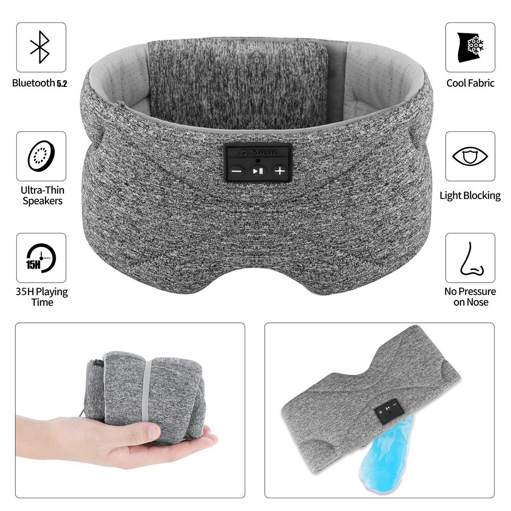 New Cozy Bluetooth Eye Mask - Wireless Sleep Mask with Ultra-Thin Speakers, Built-In Microphone, and 100% Light-Blocking Design for Sleeping