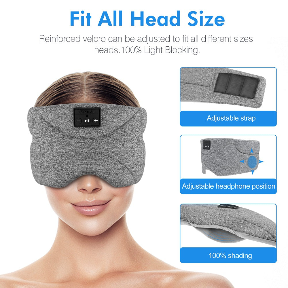 New Cozy Bluetooth Eye Mask - Wireless Sleep Mask with Ultra-Thin Speakers, Built-In Microphone, and 100% Light-Blocking Design for Sleeping